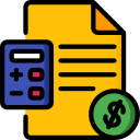 Icono de una factura y calculadora.